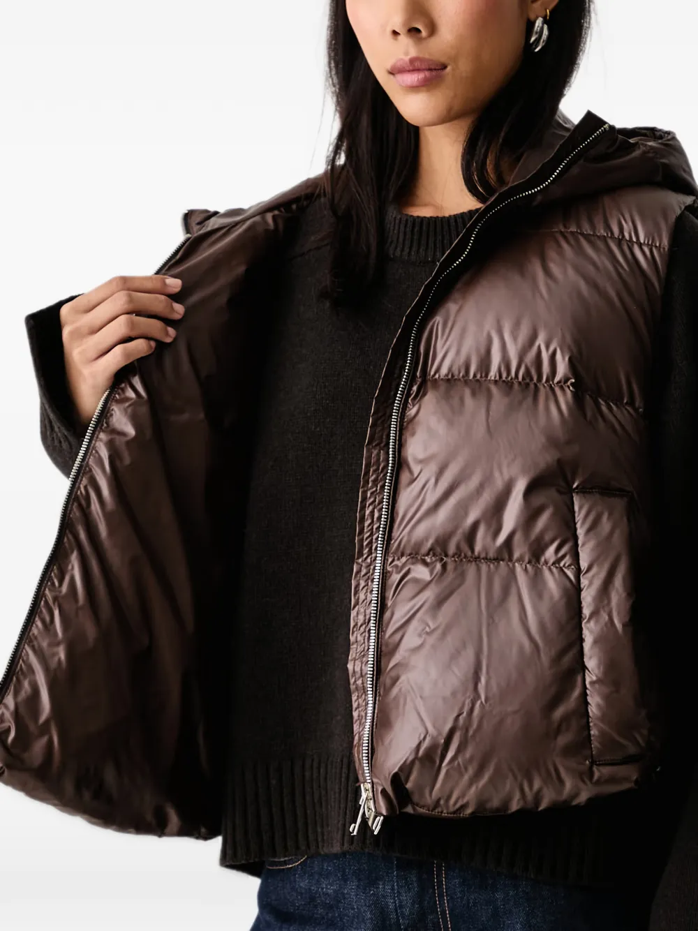 MMC STUDIO Lili quilted hooded gilet Bruin