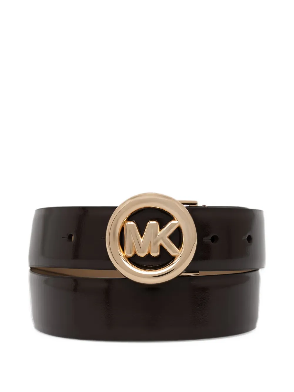 Michael Michael Kors logo-plaque patent belt - Marrone