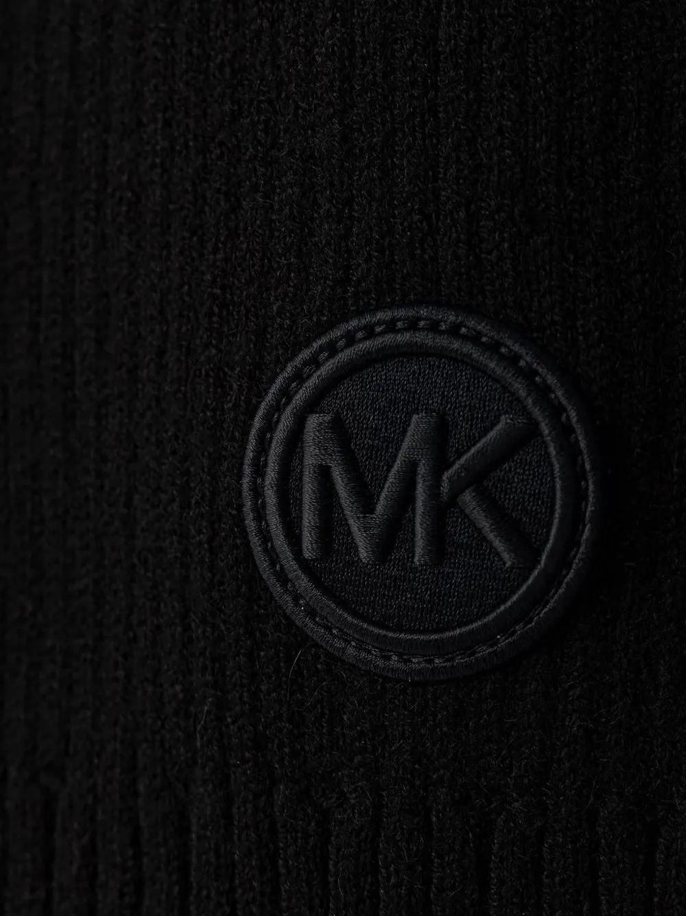 Michael Kors Ribgebreide sjaal met logopatch Zwart