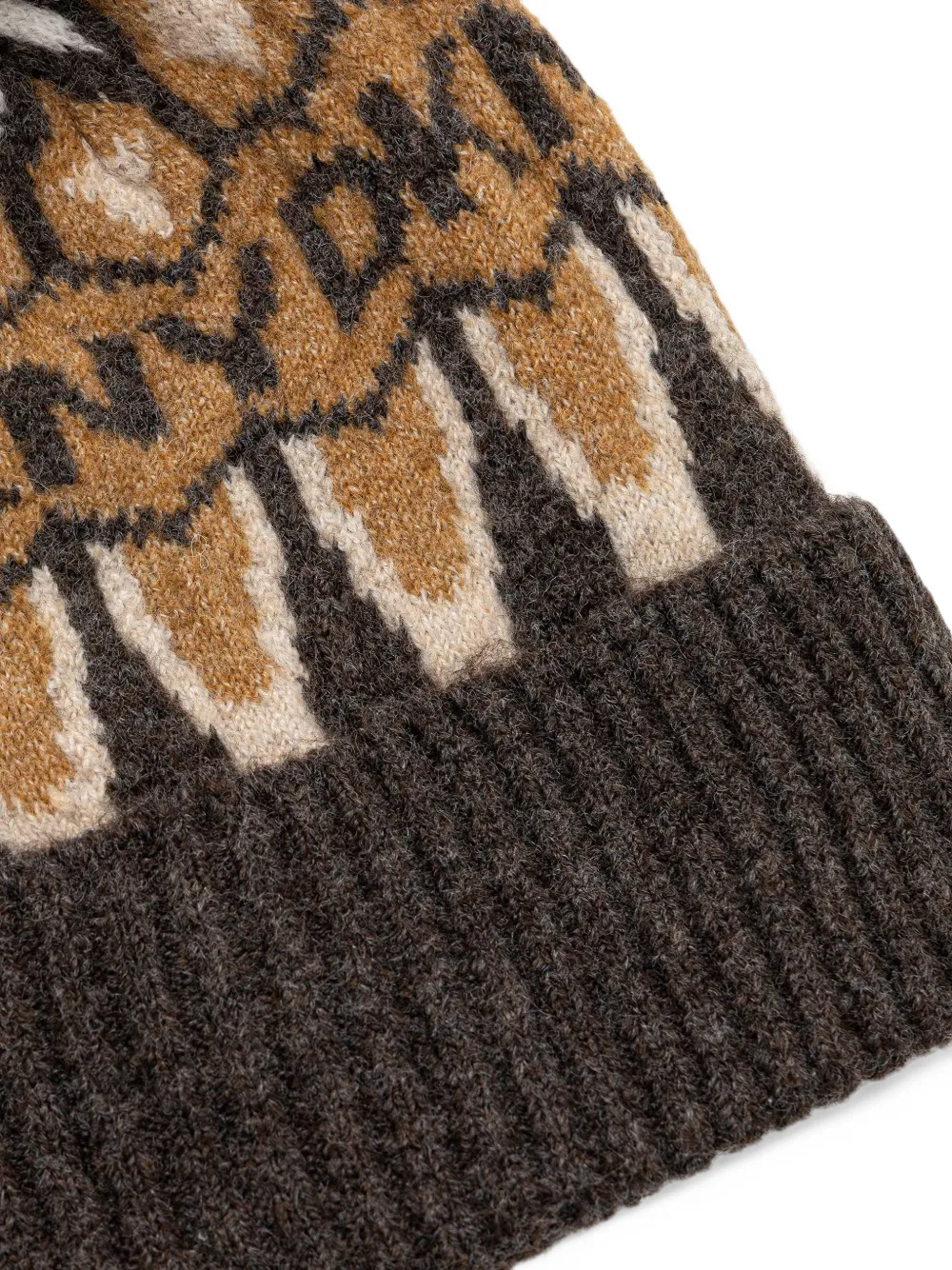 DKNY logo-intarsia pom-pom beanie hat Bruin