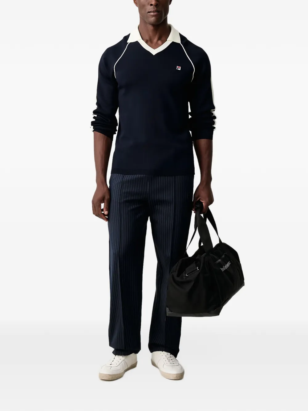 Fila Cortina contrast-trim raglan-sleeve sweater Blauw