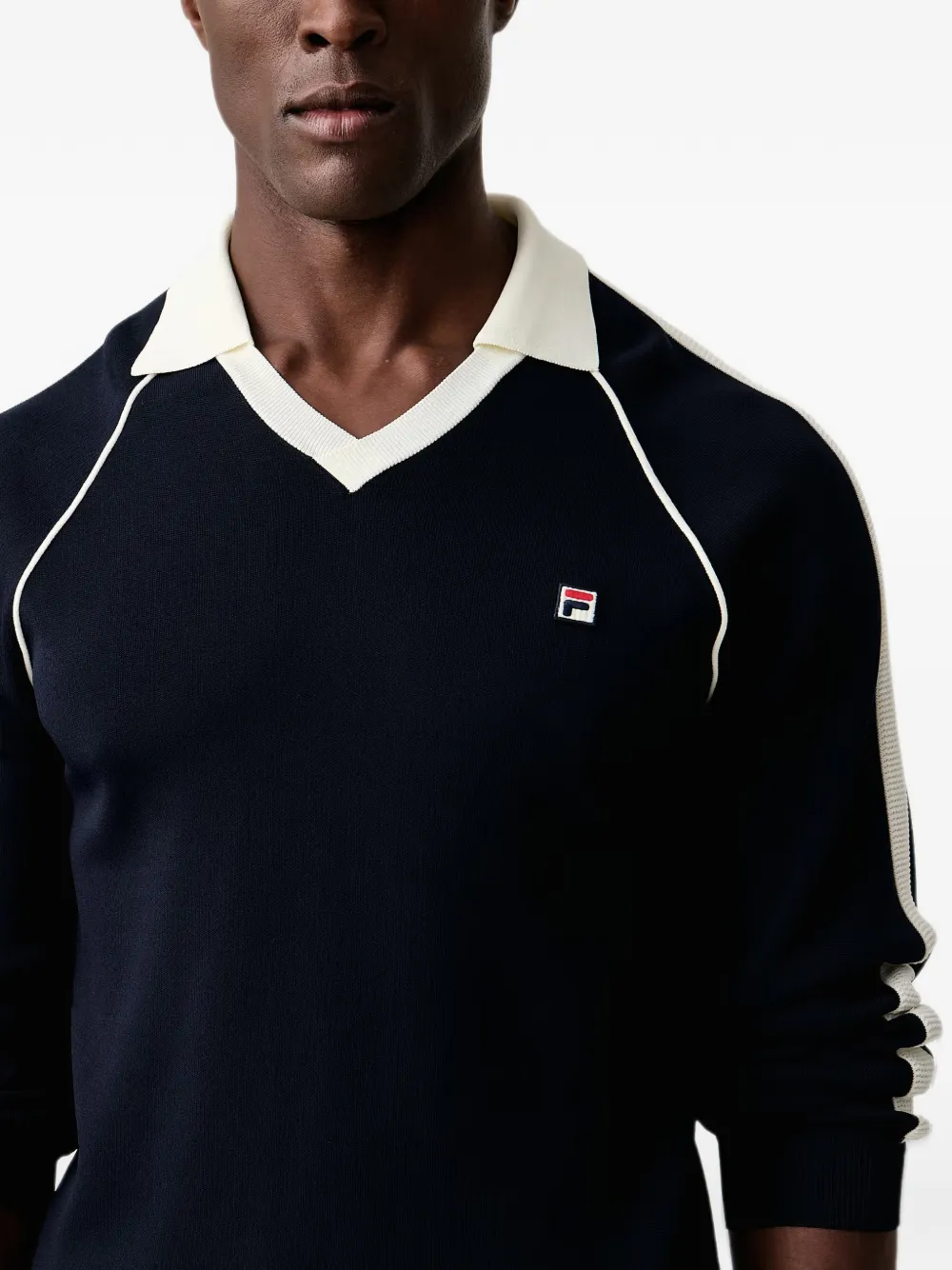 Fila Cortina contrast-trim raglan-sleeve sweater Blauw