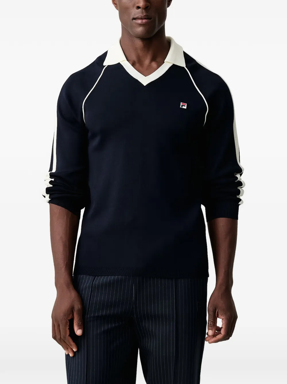 Fila Cortina contrast-trim raglan-sleeve sweater Blauw