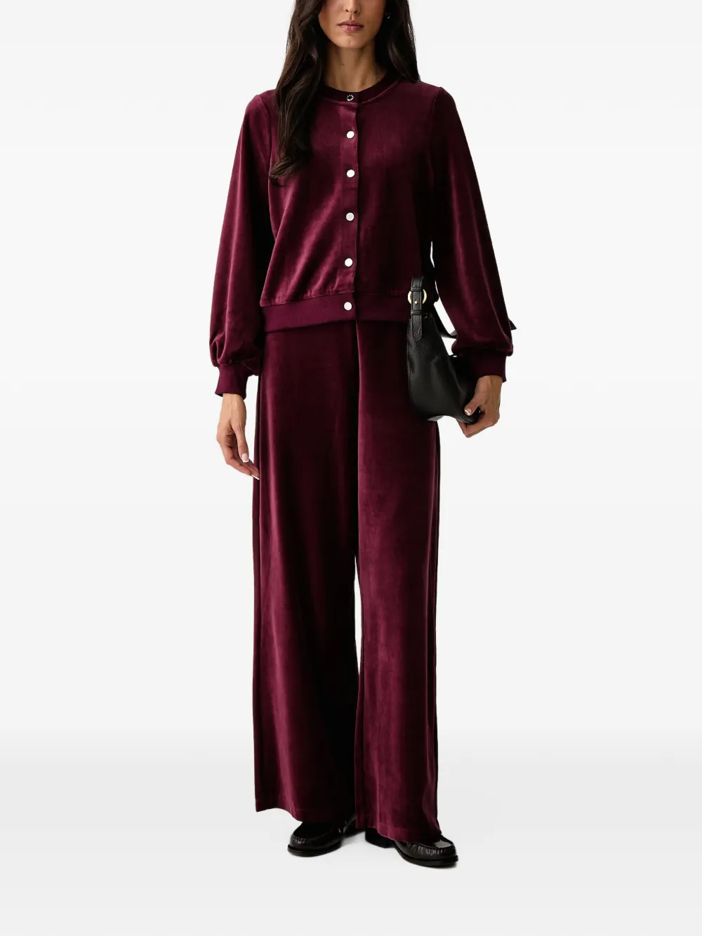 DKNY velvet-texture wide-leg trousers Rood