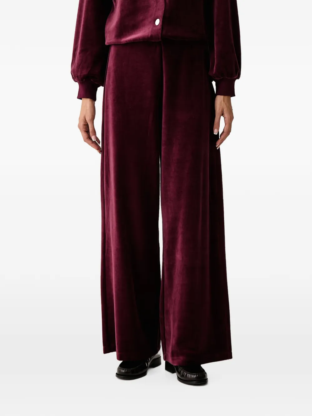 DKNY velvet-texture wide-leg trousers Rood