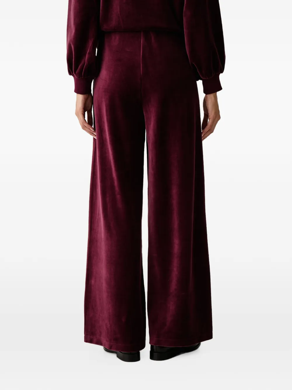 DKNY velvet-texture wide-leg trousers Rood