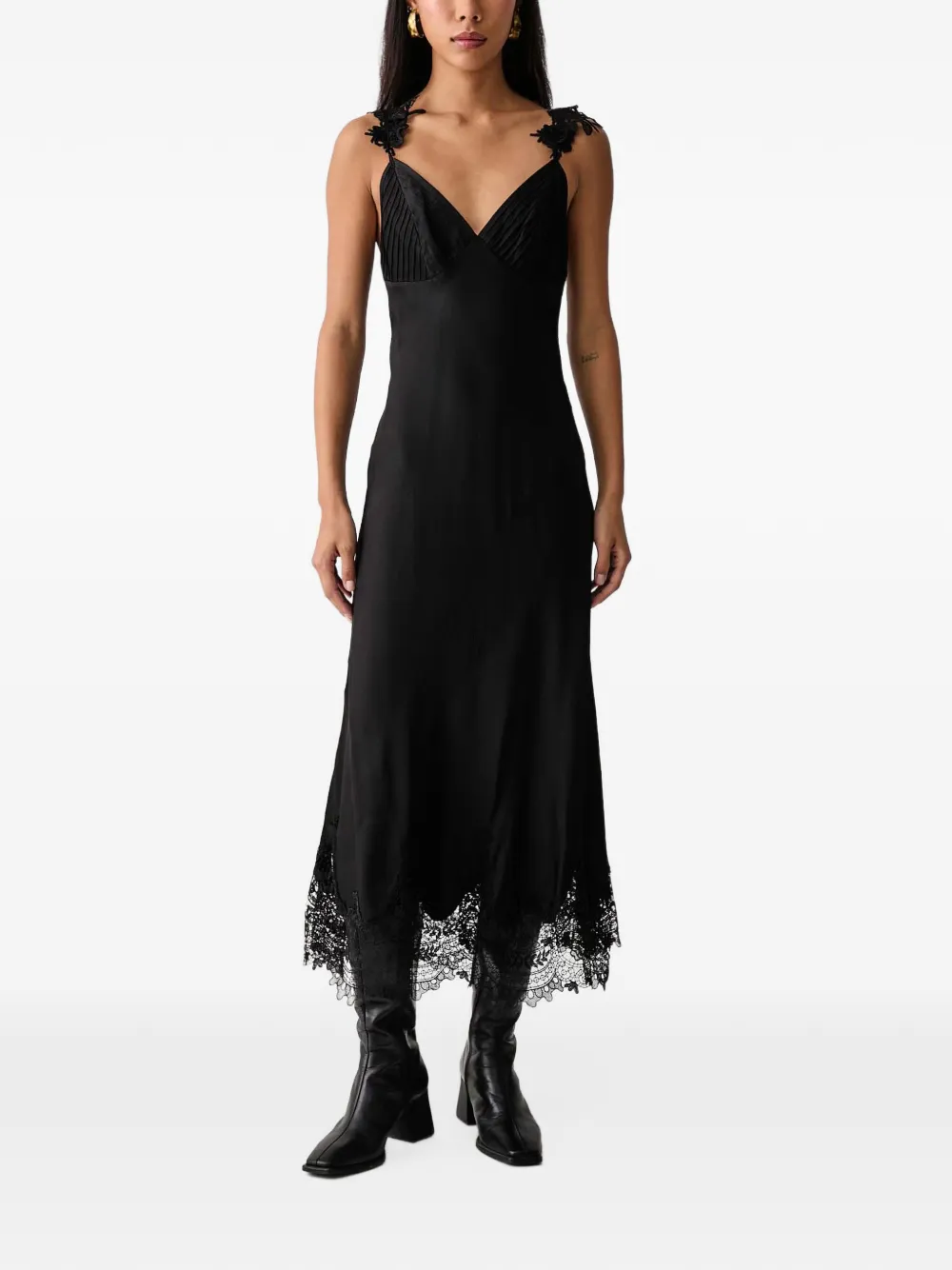 FARM Rio lace slip maxi dress Zwart