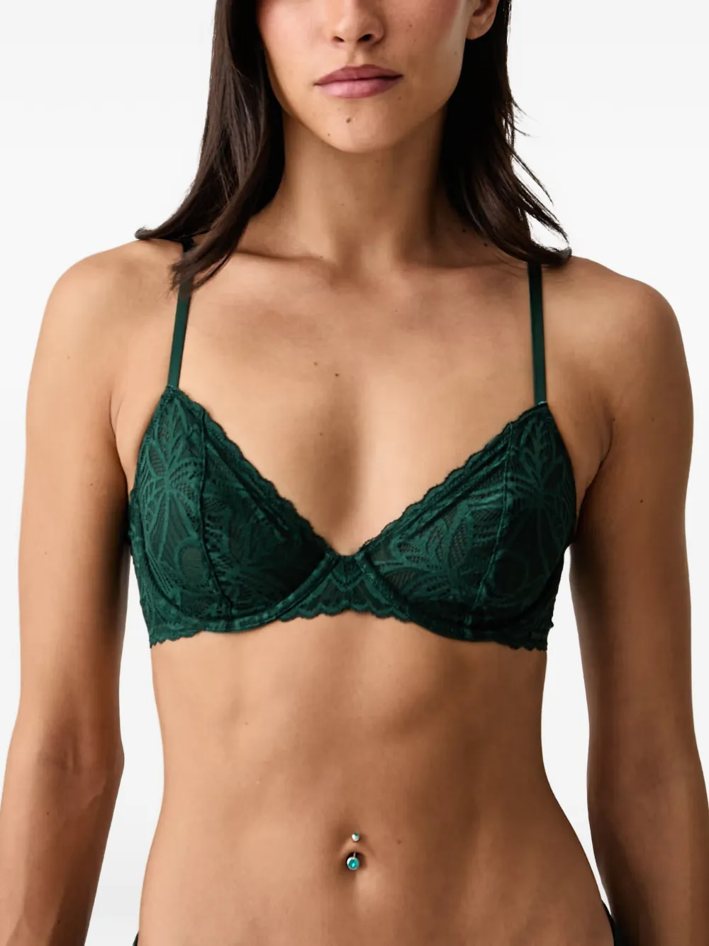 DKNY lace-patterned underwired bra Groen