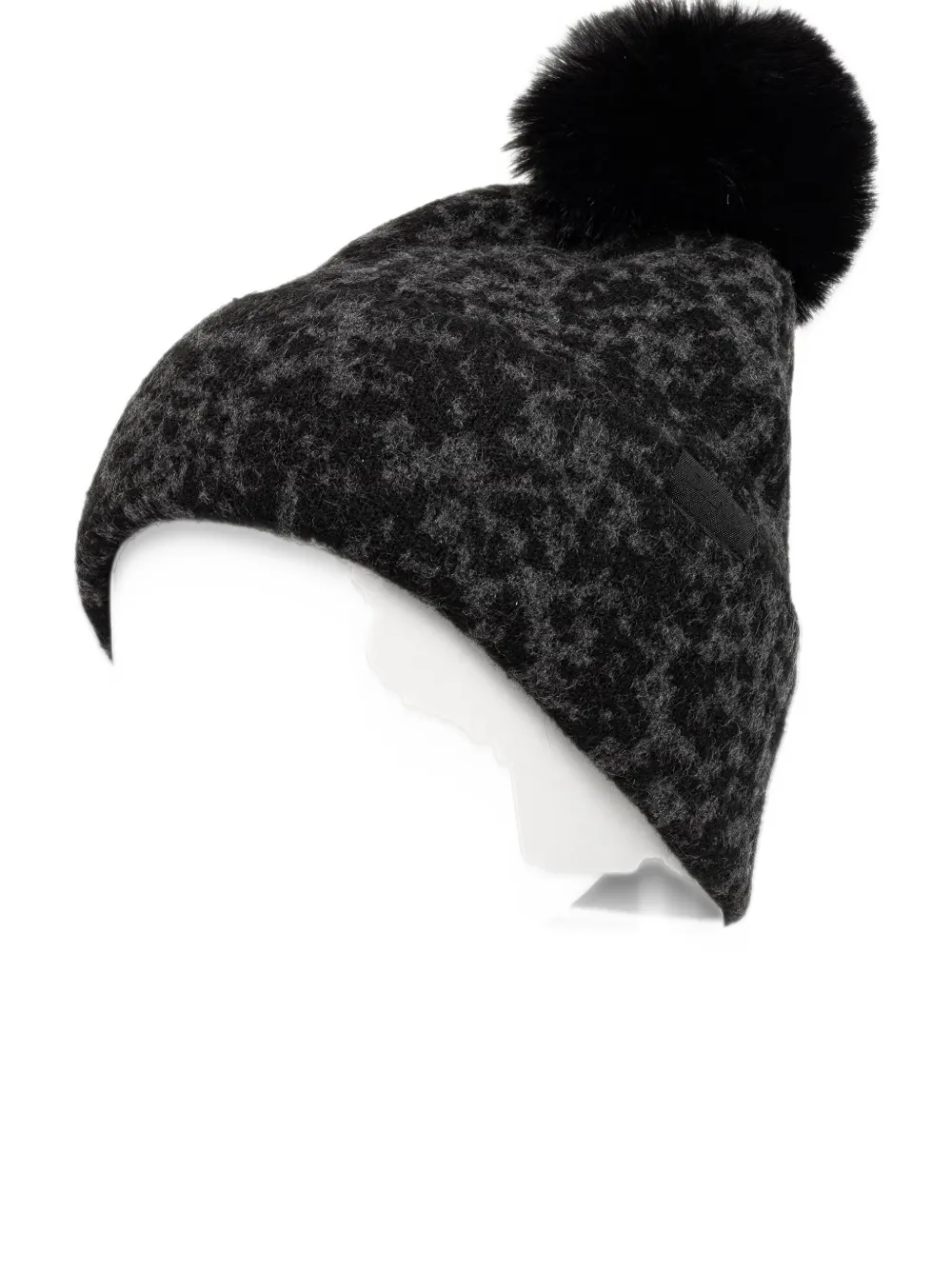 DKNY leopard-pattern pompom beanie hat Zwart
