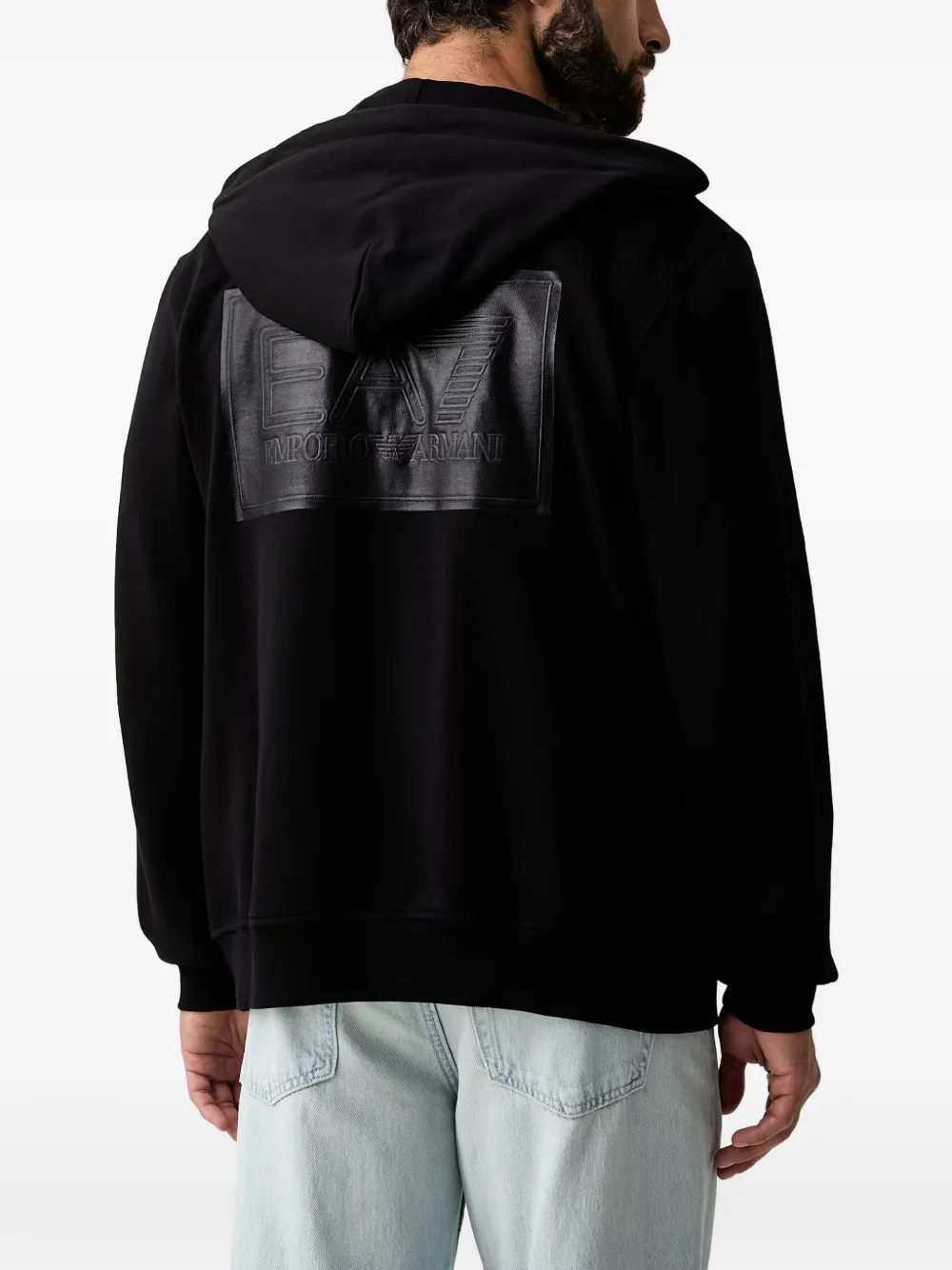 Ea7 Emporio Armani logo-patch zip-up hoodie Zwart