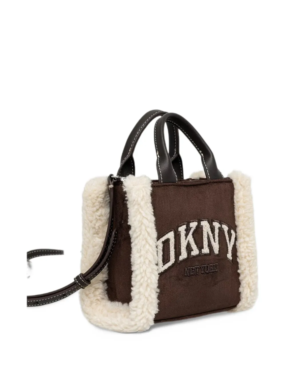 DKNY logo-patch faux-shearling tote bag Bruin