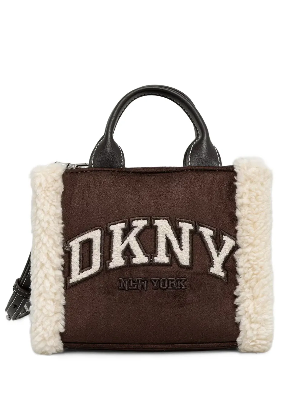 DKNY logo-patch faux-shearling tote bag Bruin