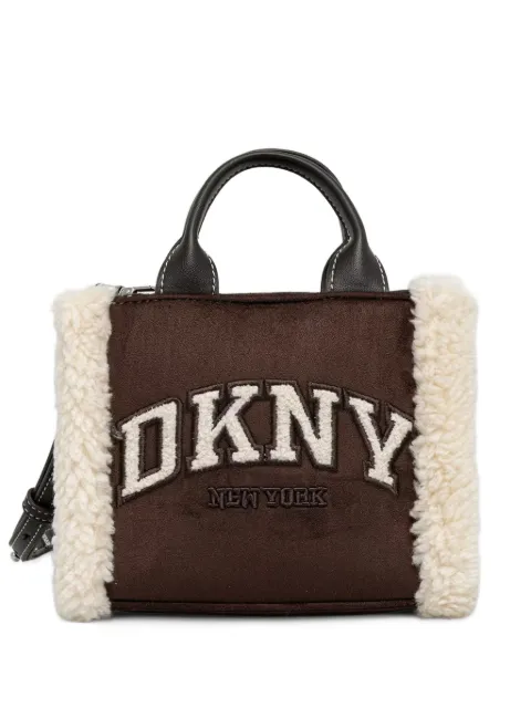 DKNY logo-patch faux-shearling tote bag
