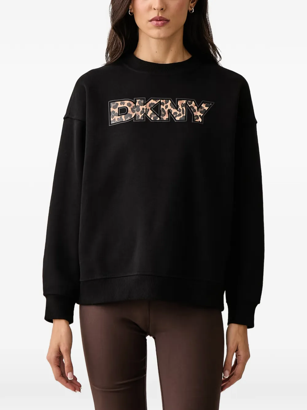DKNY leopard-print logo sweatshirt Zwart