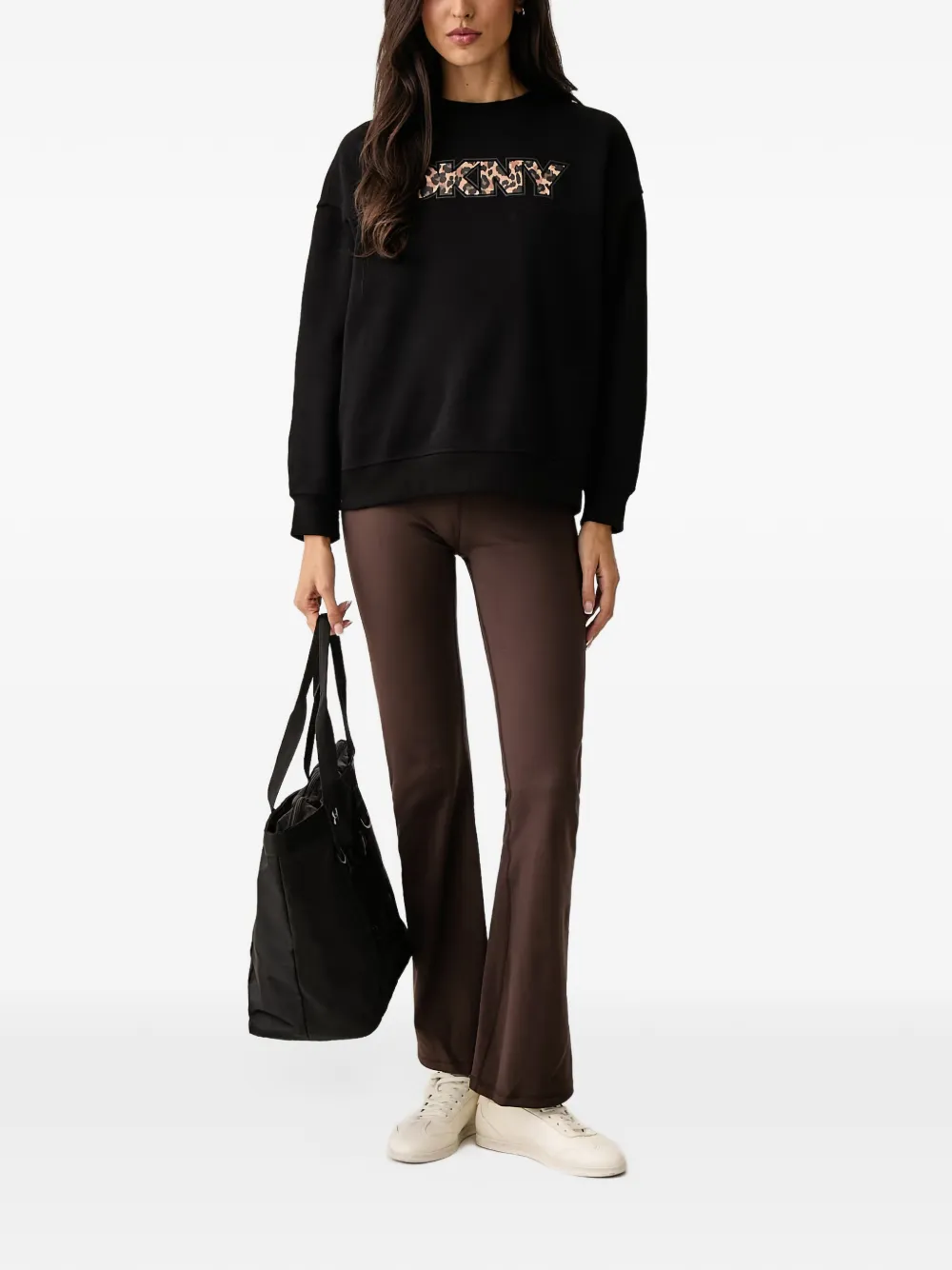 DKNY leopard-print logo sweatshirt Zwart