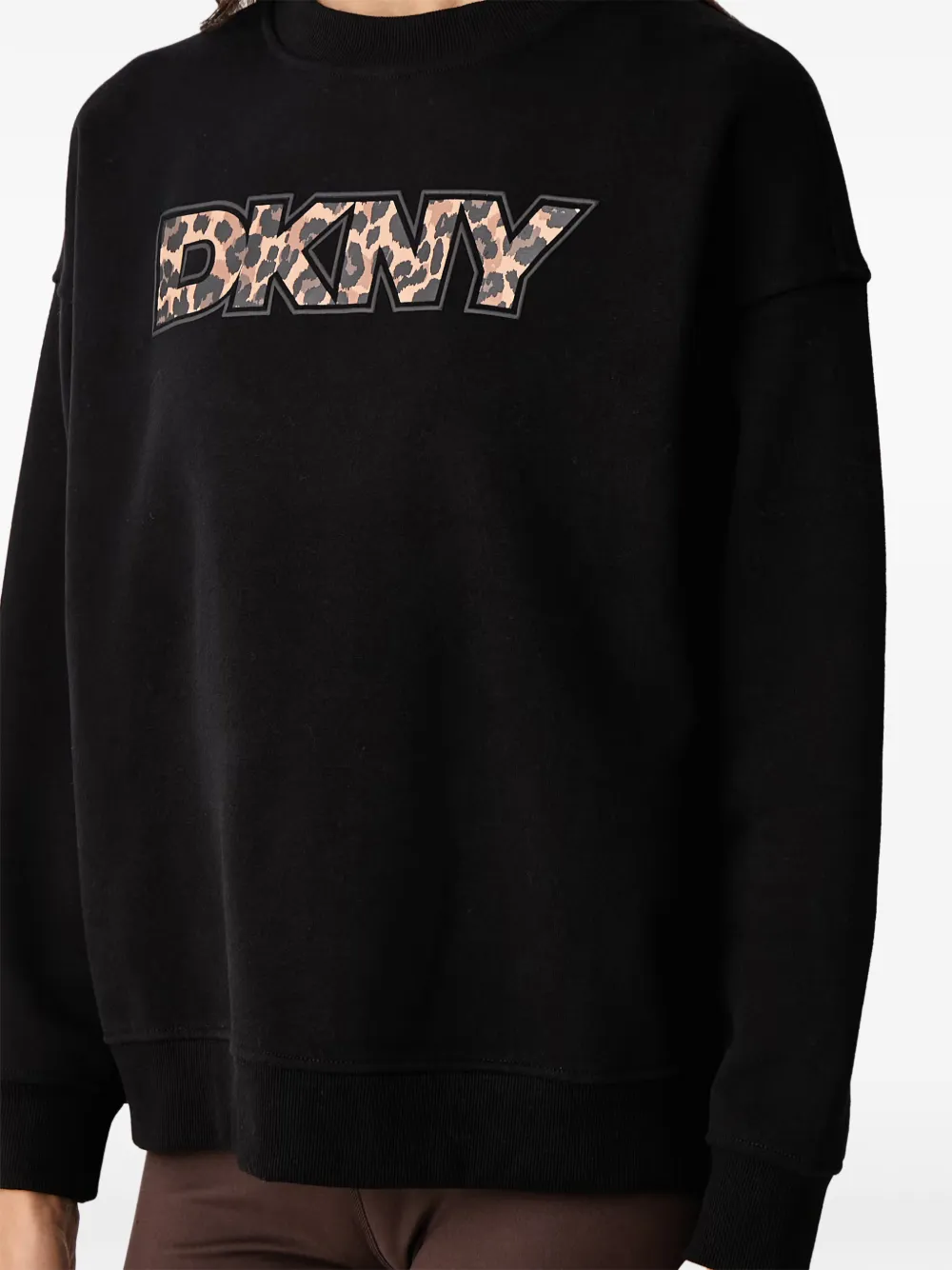 DKNY leopard-print logo sweatshirt Zwart