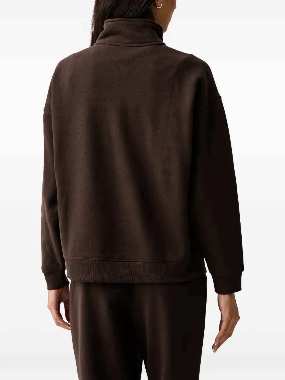 DKNY Metallic Bubble logo-print quarter-zip sweater Bruin