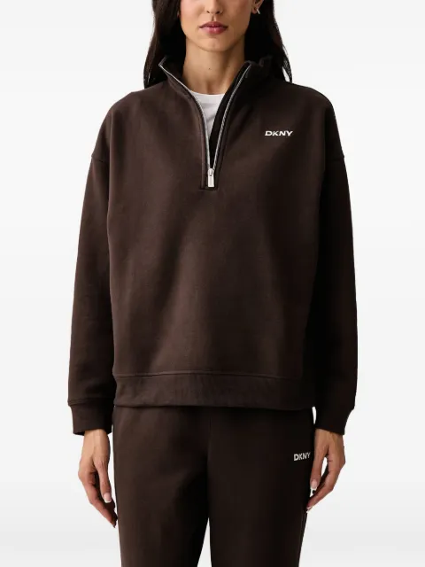 DKNY Metallic Bubble logo-print quarter-zip sweater