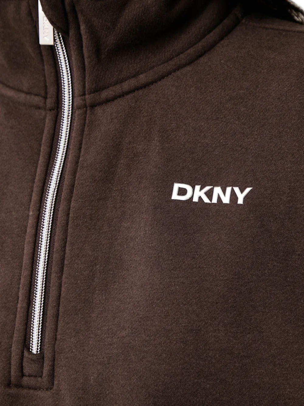 DKNY Metallic Bubble logo-print quarter-zip sweater Bruin