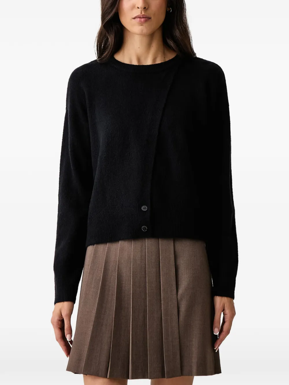 DKNY asymmetric button-fastening cardigan Zwart