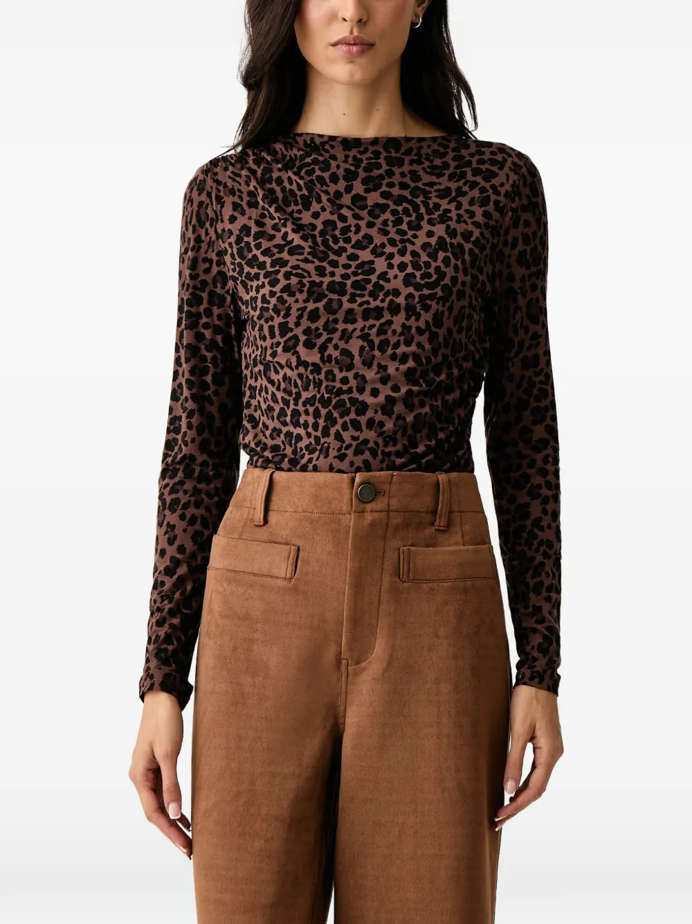 DKNY leopard-print ruched top Bruin