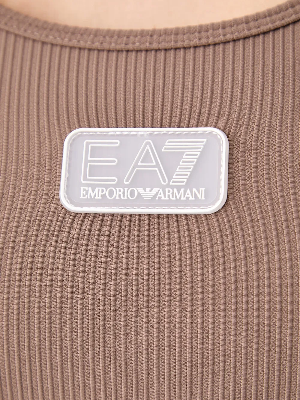 Ea7 Emporio Armani Geribbelde sport-bh met logo-patch Bruin