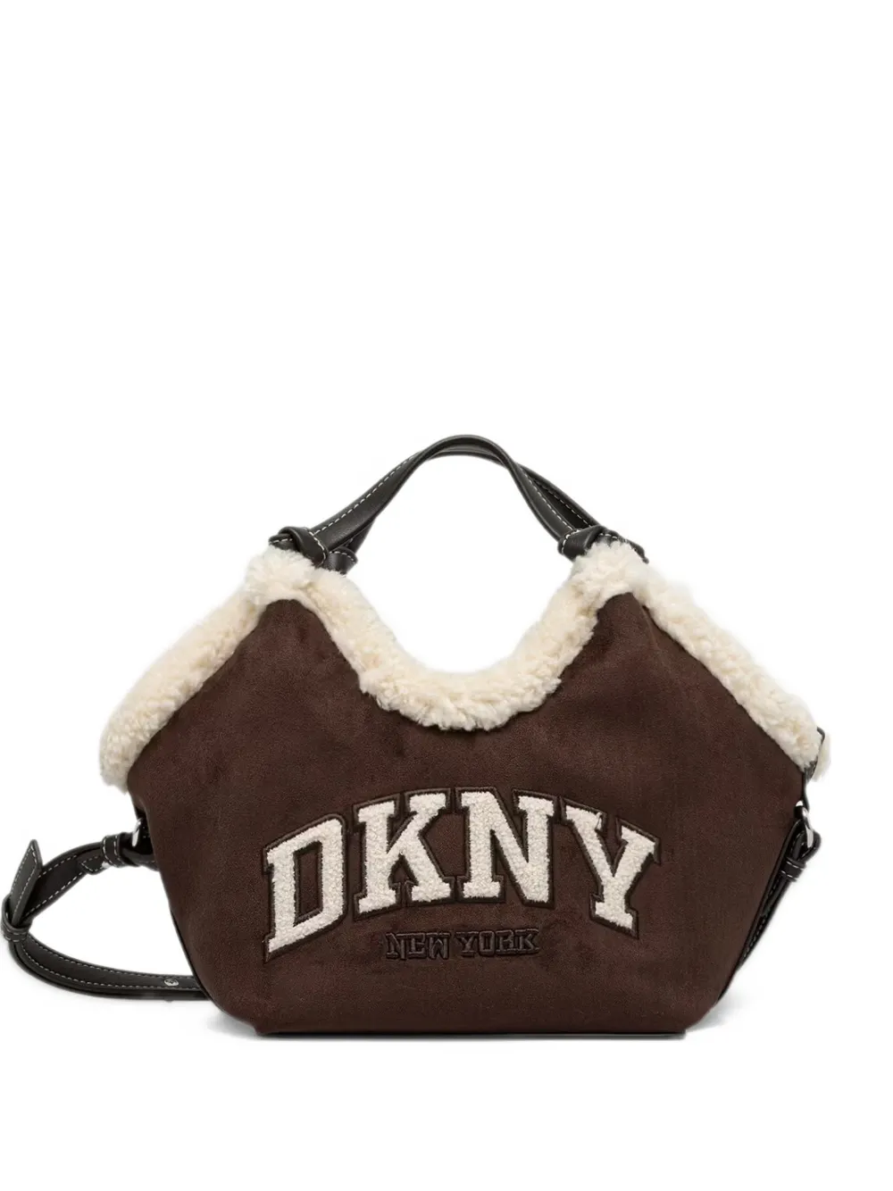 DKNY small Paula logo-patch tote bag - Marrone