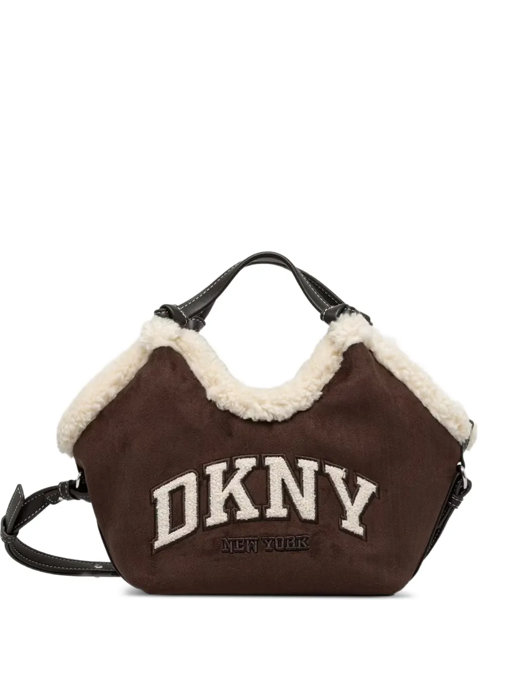DKNY small Paula logo-patch tote bag Bruin