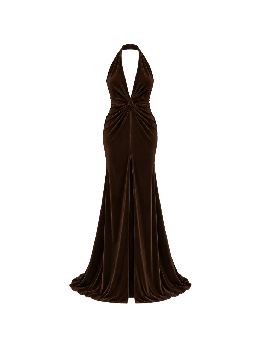 ROSERRY Sienna twisted halterneck maxi dress Bruin