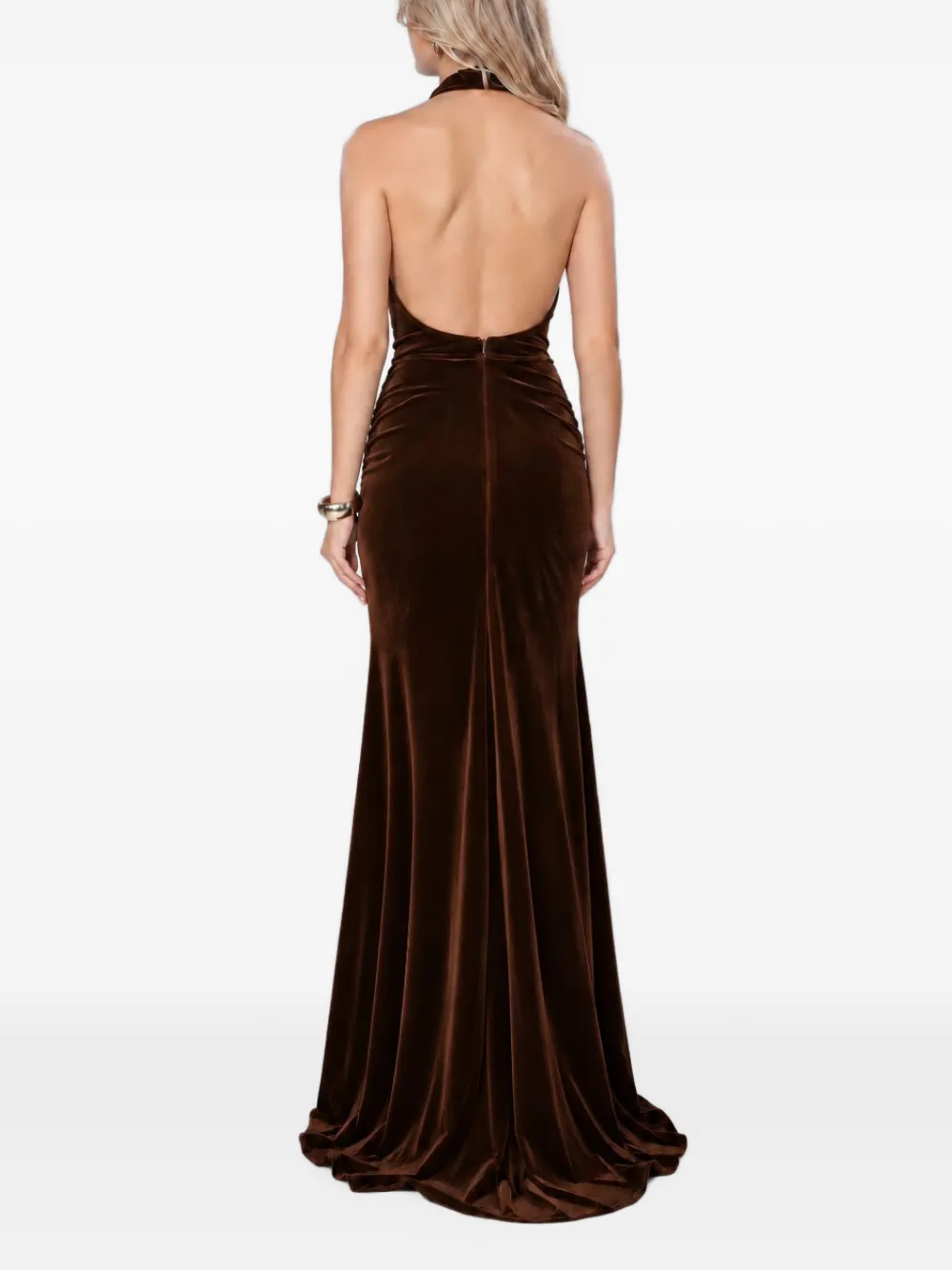 ROSERRY Sienna twisted halterneck maxi dress Bruin