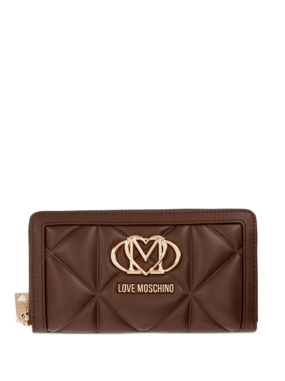 Love Moschino quilted logo-plaque wallet - Marrone