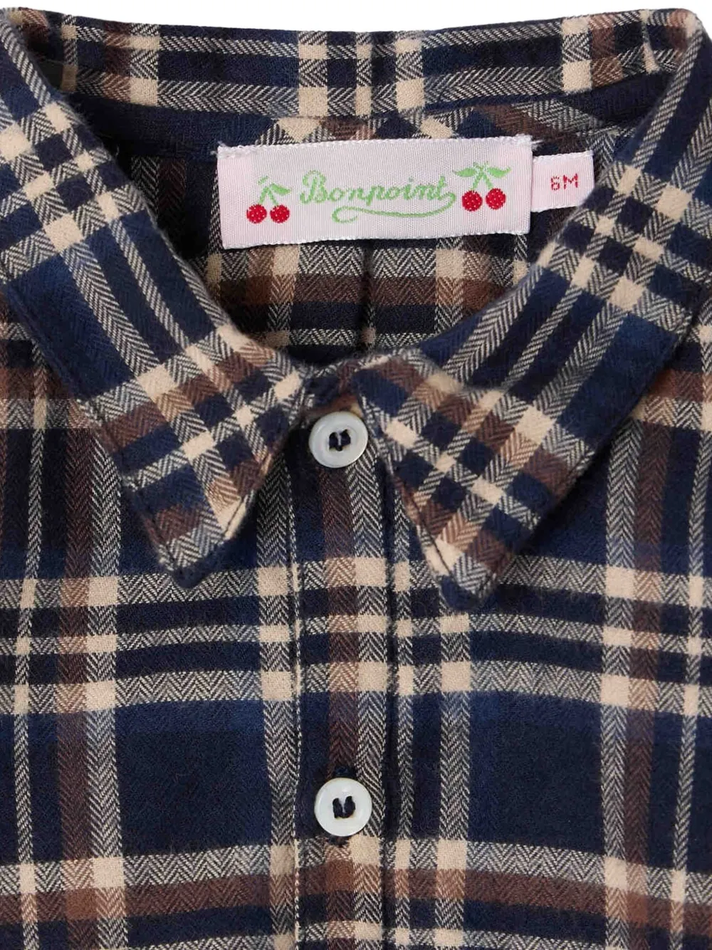 Bonpoint Nathan check-print long-sleeve shirt Blauw