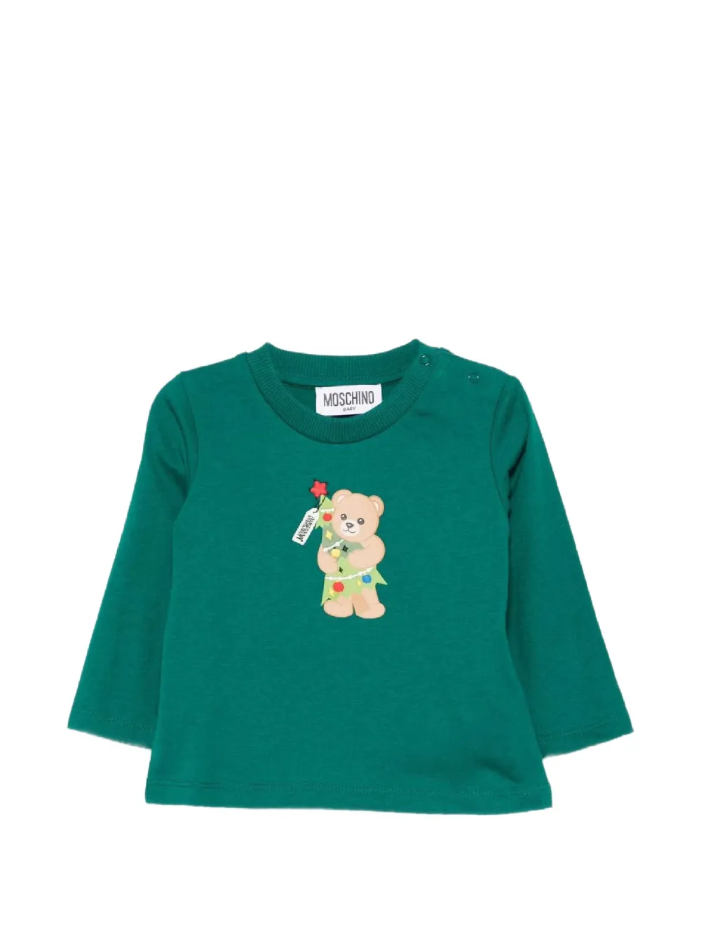 Moschino Kids T-shirt a maniche lunghe con stampa Teddy Bear - Verde