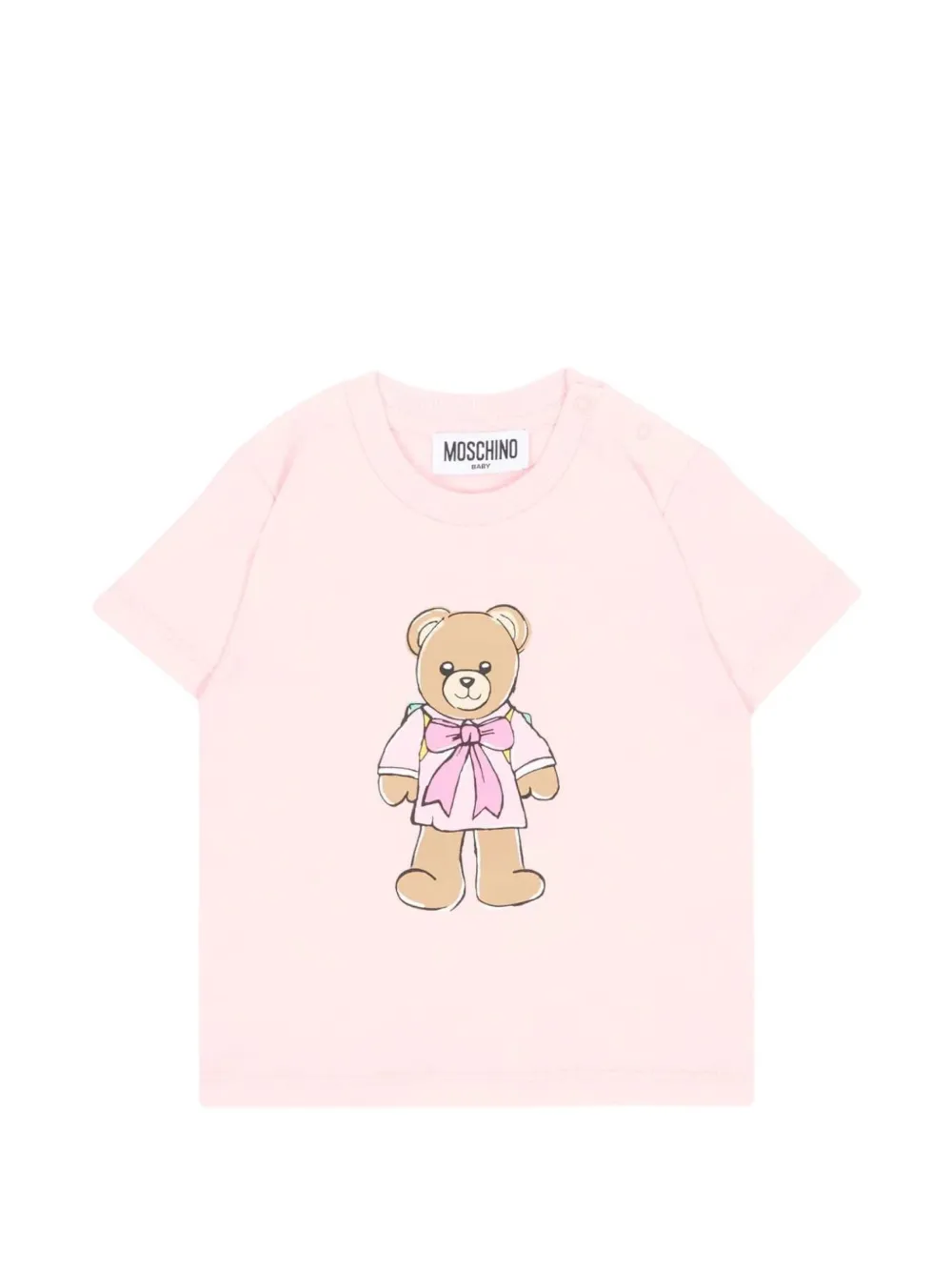 Moschino Kids Teddy Bear-print cotton T-shirt Roze