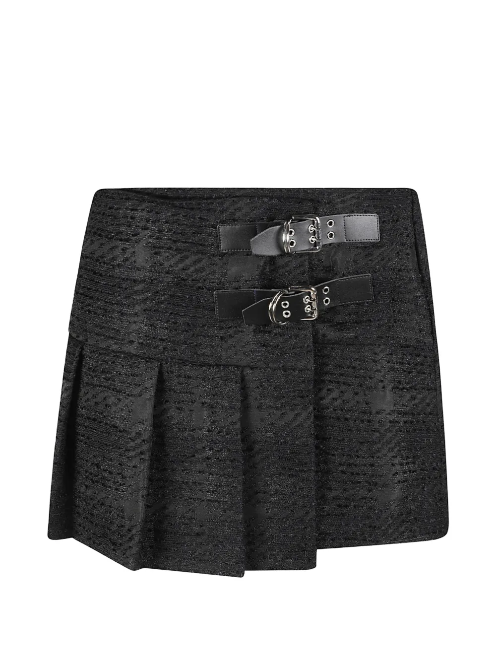 John Richmond buckle-detail pleated mini skirt - Noir