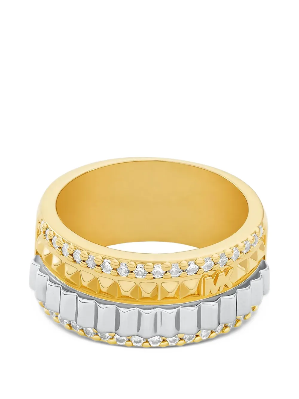 Michael Kors pavé two-tone fluted ring - Oro