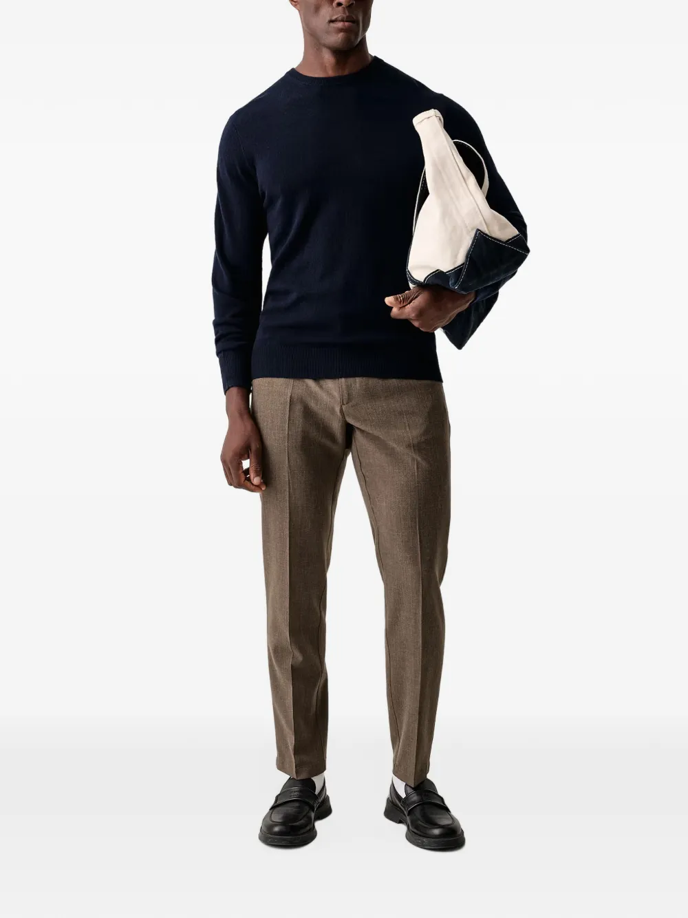 MC2 Saint Barth navy blue Regent merino wool and cashmere blend crewneck Blauw