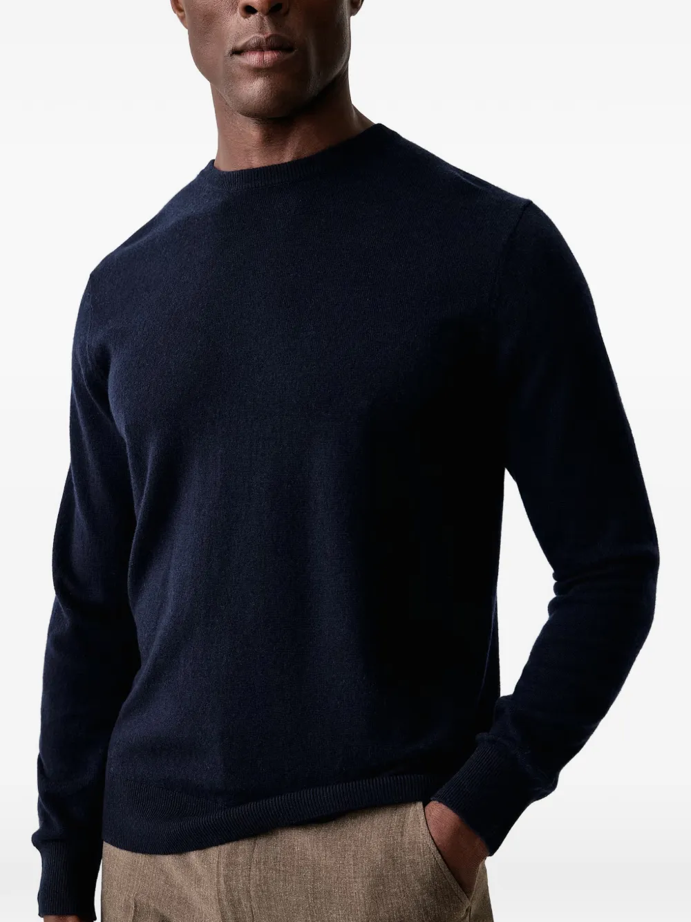 MC2 Saint Barth navy blue Regent merino wool and cashmere blend crewneck Blauw