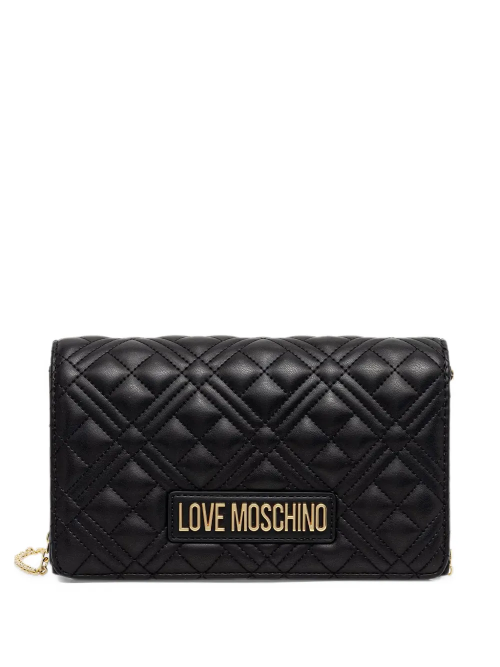 Love Moschino quilted logo-plaque shoulder bag - Nero