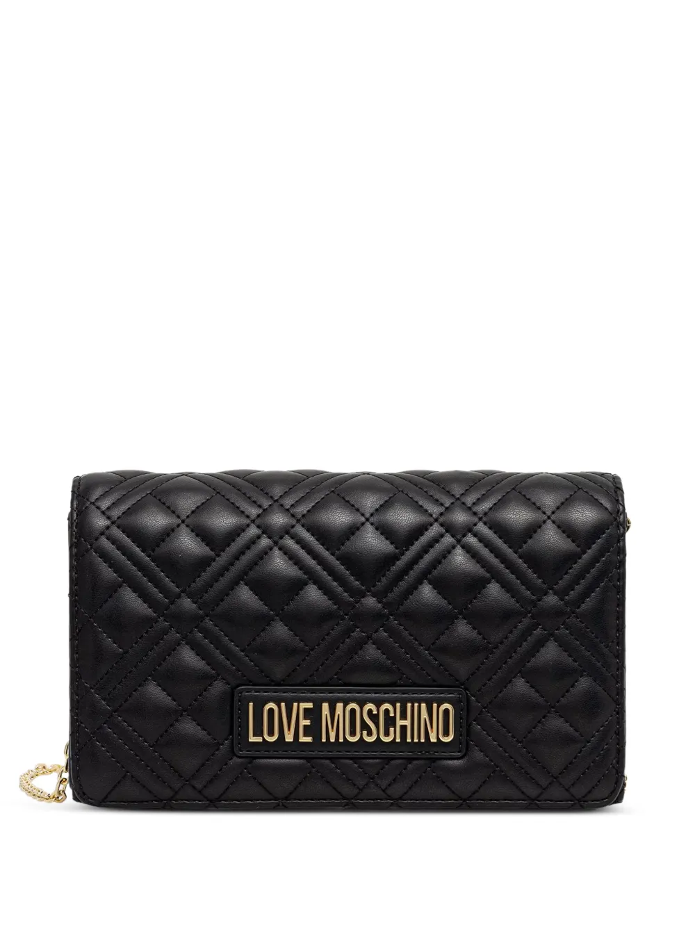 Love Moschino quilted logo-plaque shoulder bag - Nero