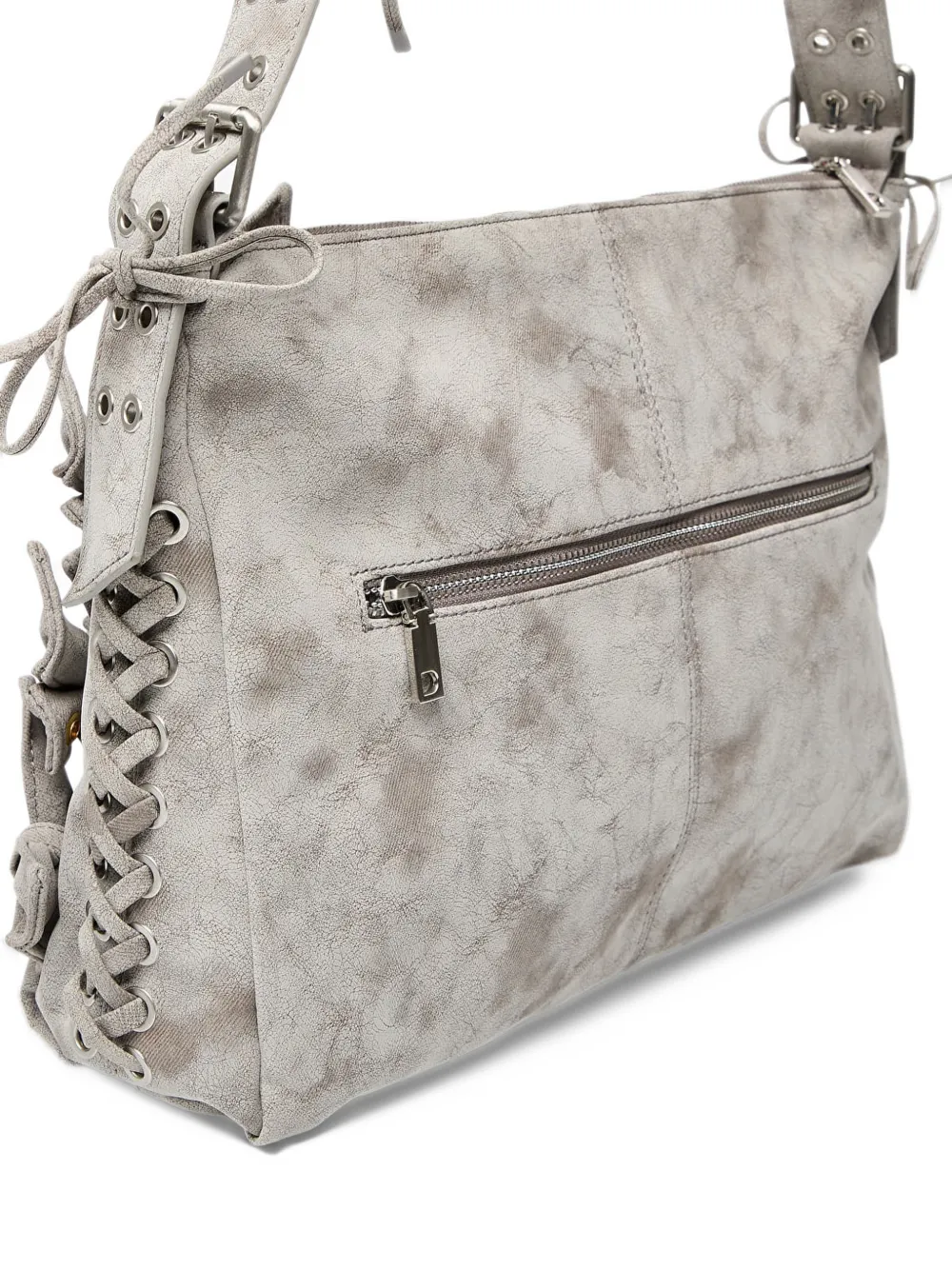 Desigual large bow-embellished lace-up clutch bag Grijs