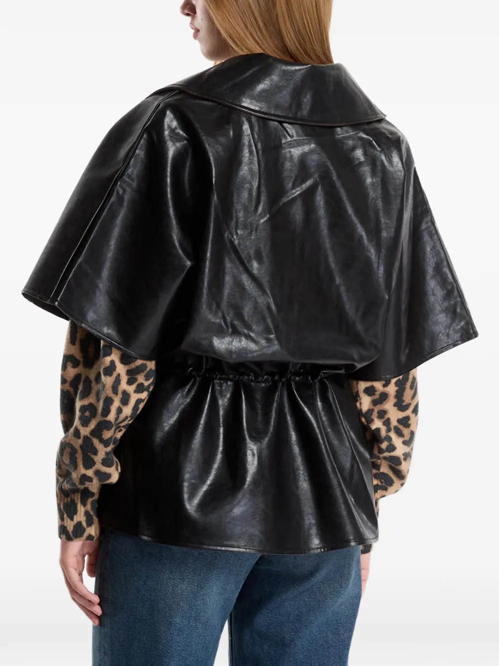 Desigual leather-effect drawstring jacket Zwart
