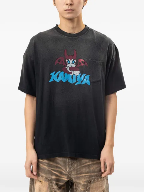 KAMIYA Bakeneko graphic-print pocket T-shirt