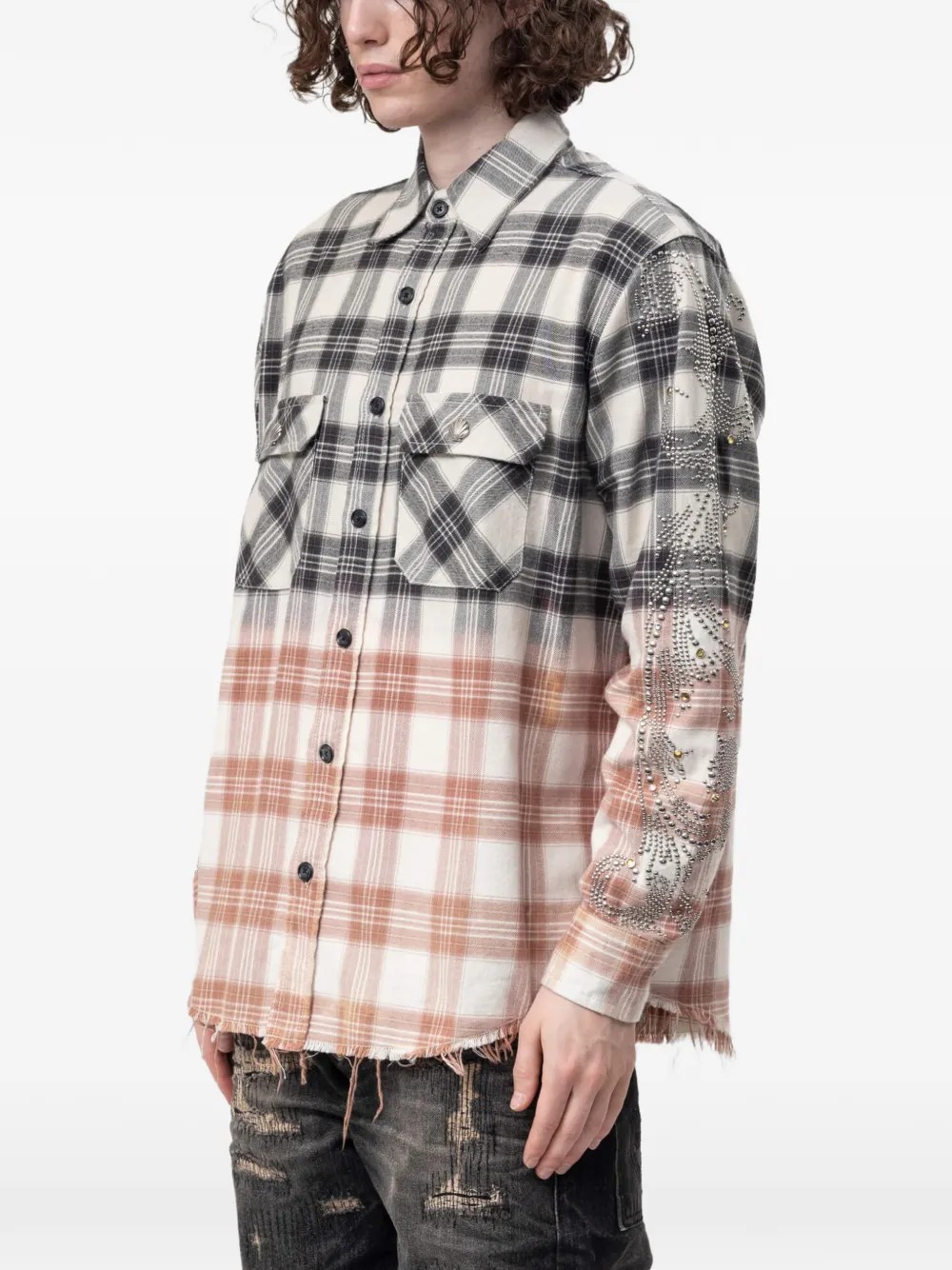 ERCOLE STUDIO crystal-embellished flannel shirt Wit