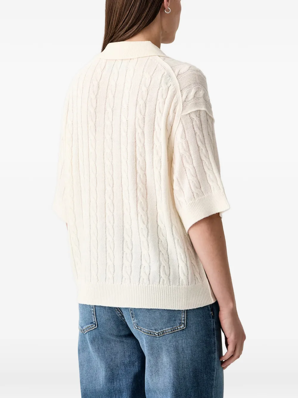 Marc O'Polo cable-knit polo sweater Beige