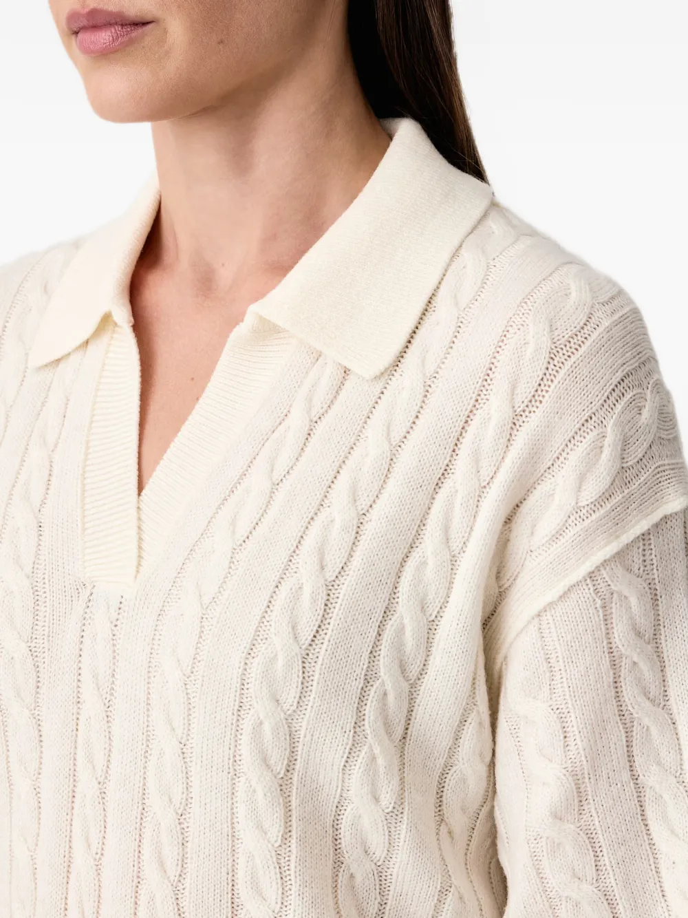 Marc O'Polo cable-knit polo sweater Beige
