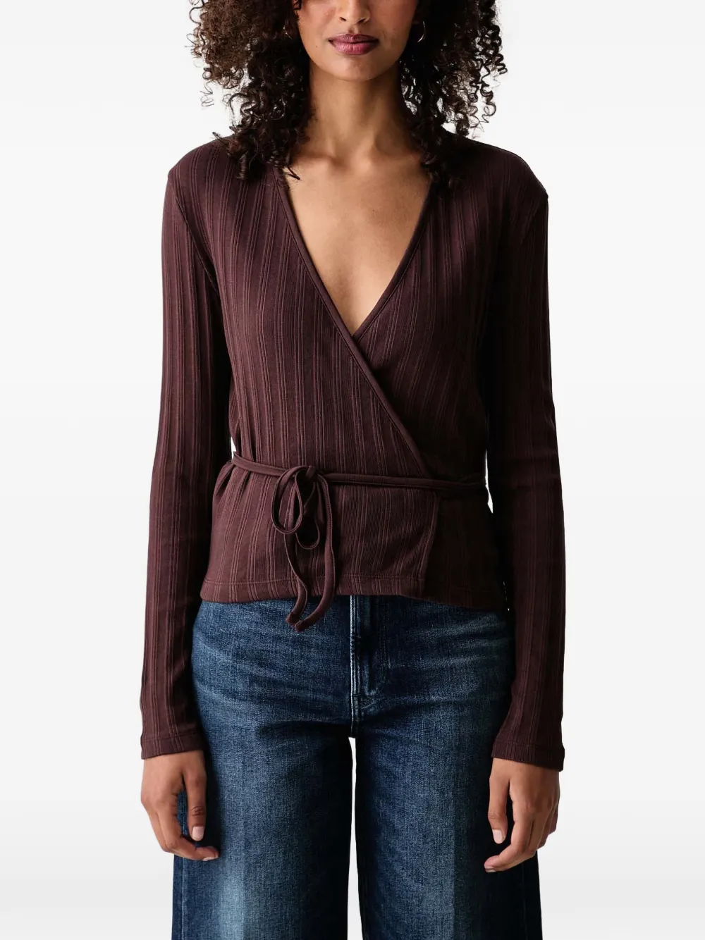 Marc O'Polo ribbed wrap sweater - Marrone
