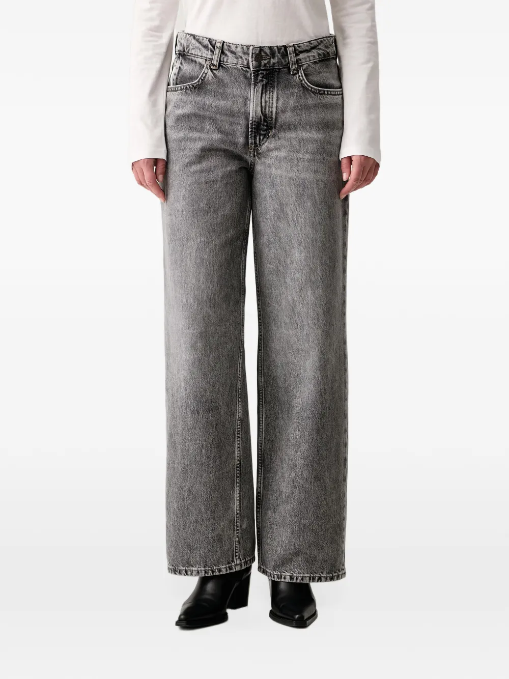 Marc O'Polo acid-wash wide-leg jeans - Grigio