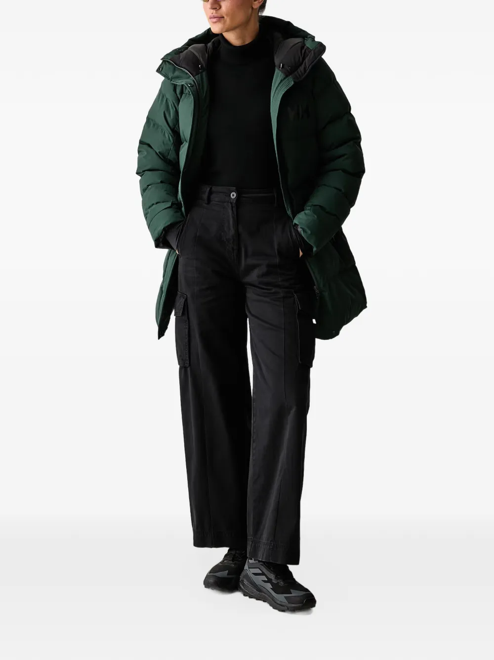 Helly Hansen Adore hooded logo-print coat Groen
