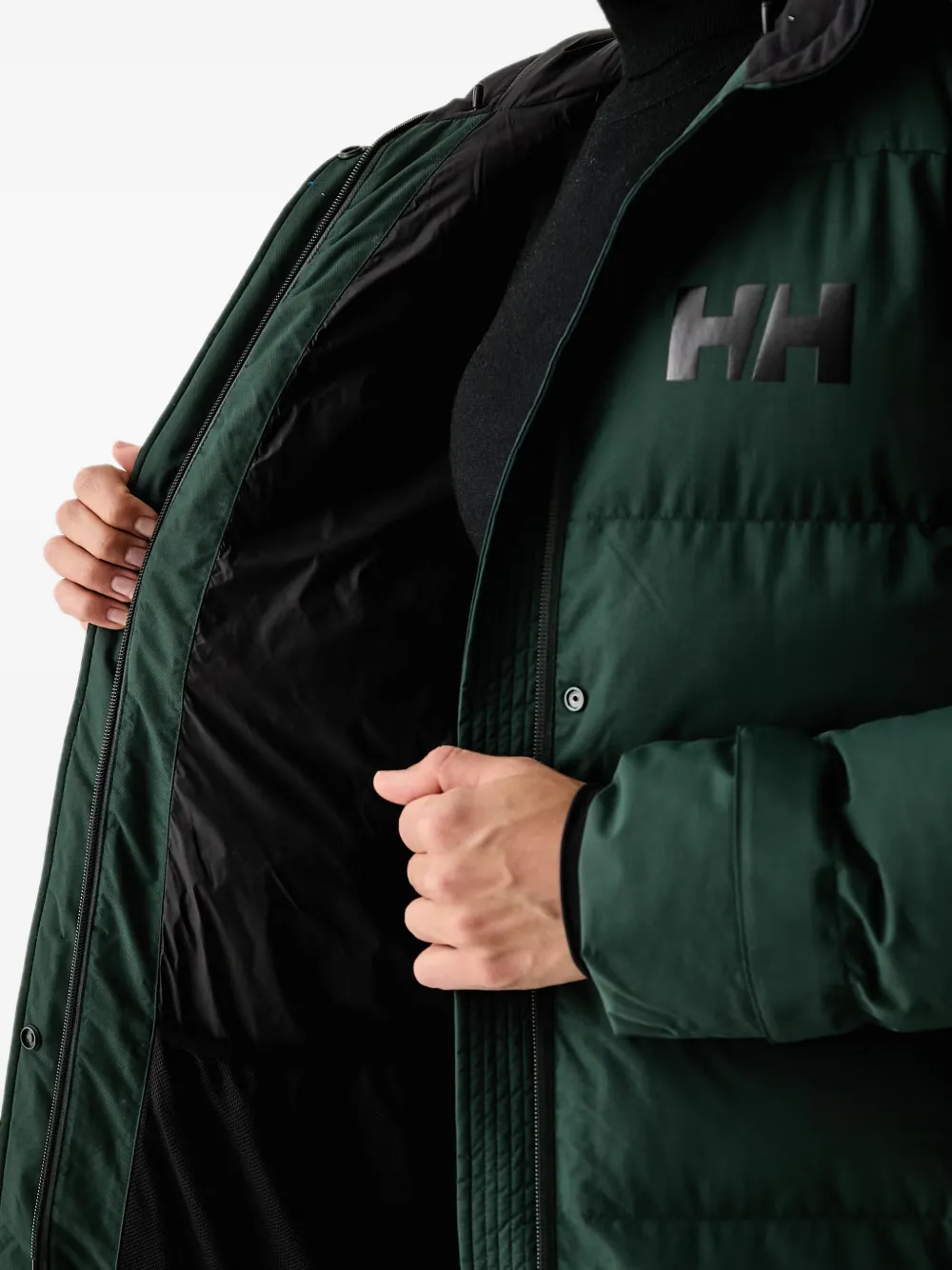 Helly Hansen Adore hooded logo-print coat Groen